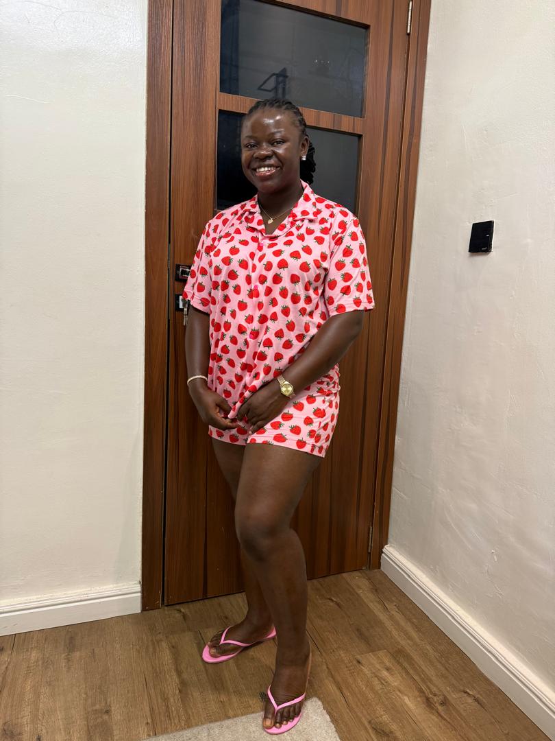 Attractive cherry design pajamas