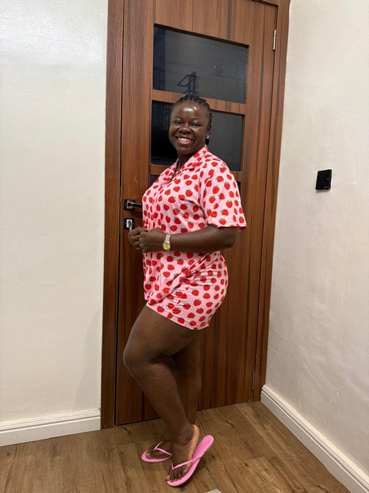 Attractive cherry design pajamas