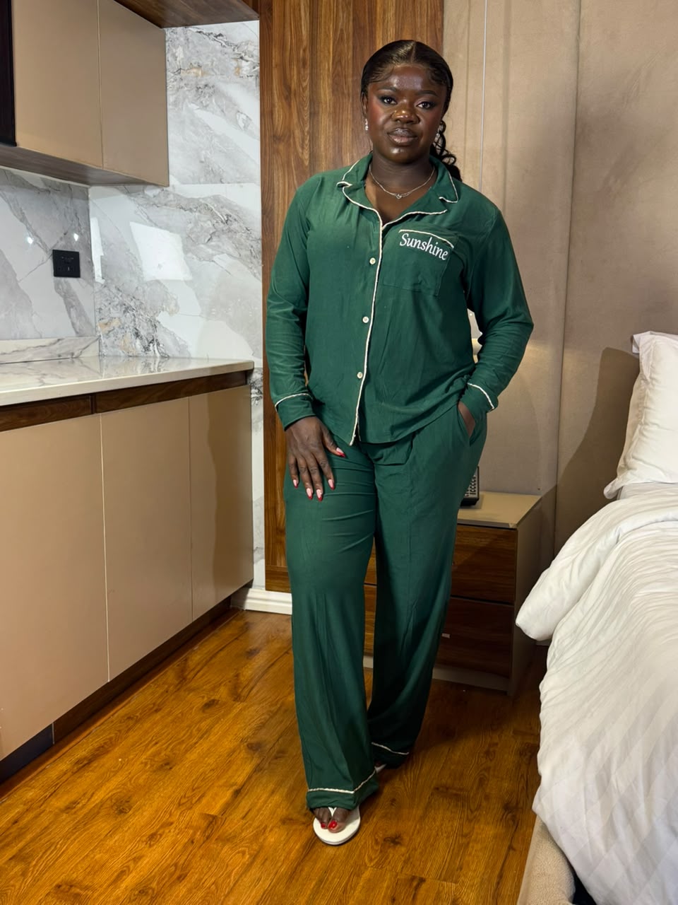Sunshine green pajamas/lounge 2 piece NC 12