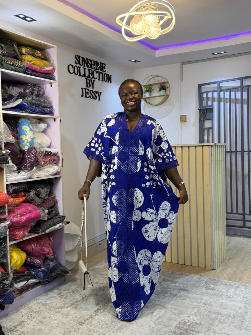 Luxury designed  blue 💚 Ankara bubu 005