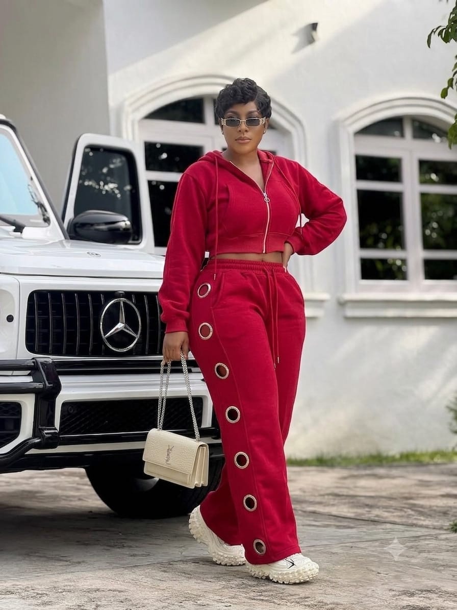 Drama doll stylish jumpsuit set Red