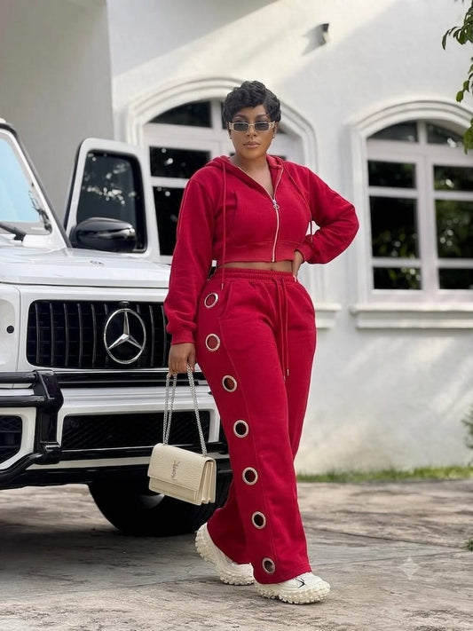 Drama doll stylish jumpsuit set Red