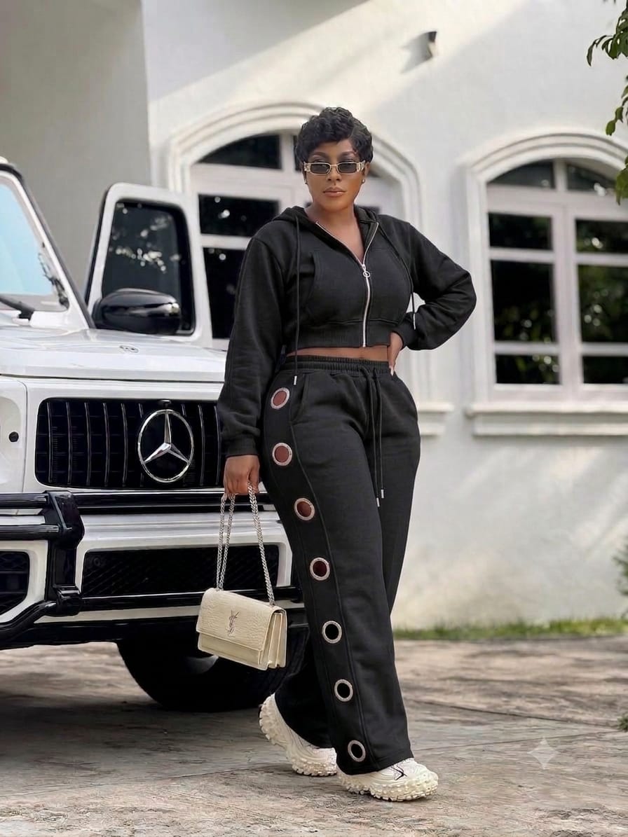Drama doll stylish jumpsuit set black