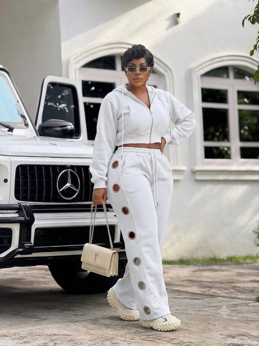 Drama doll stylish jumpsuit set  White