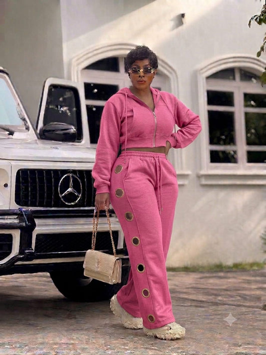 Drama doll stylish jumpsuit set Pink