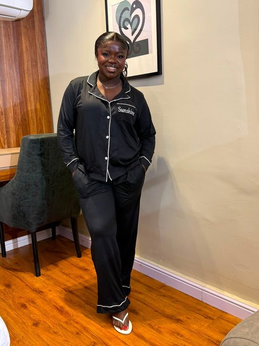 Sunshine black pajamas/lounge 2 piece NC 14