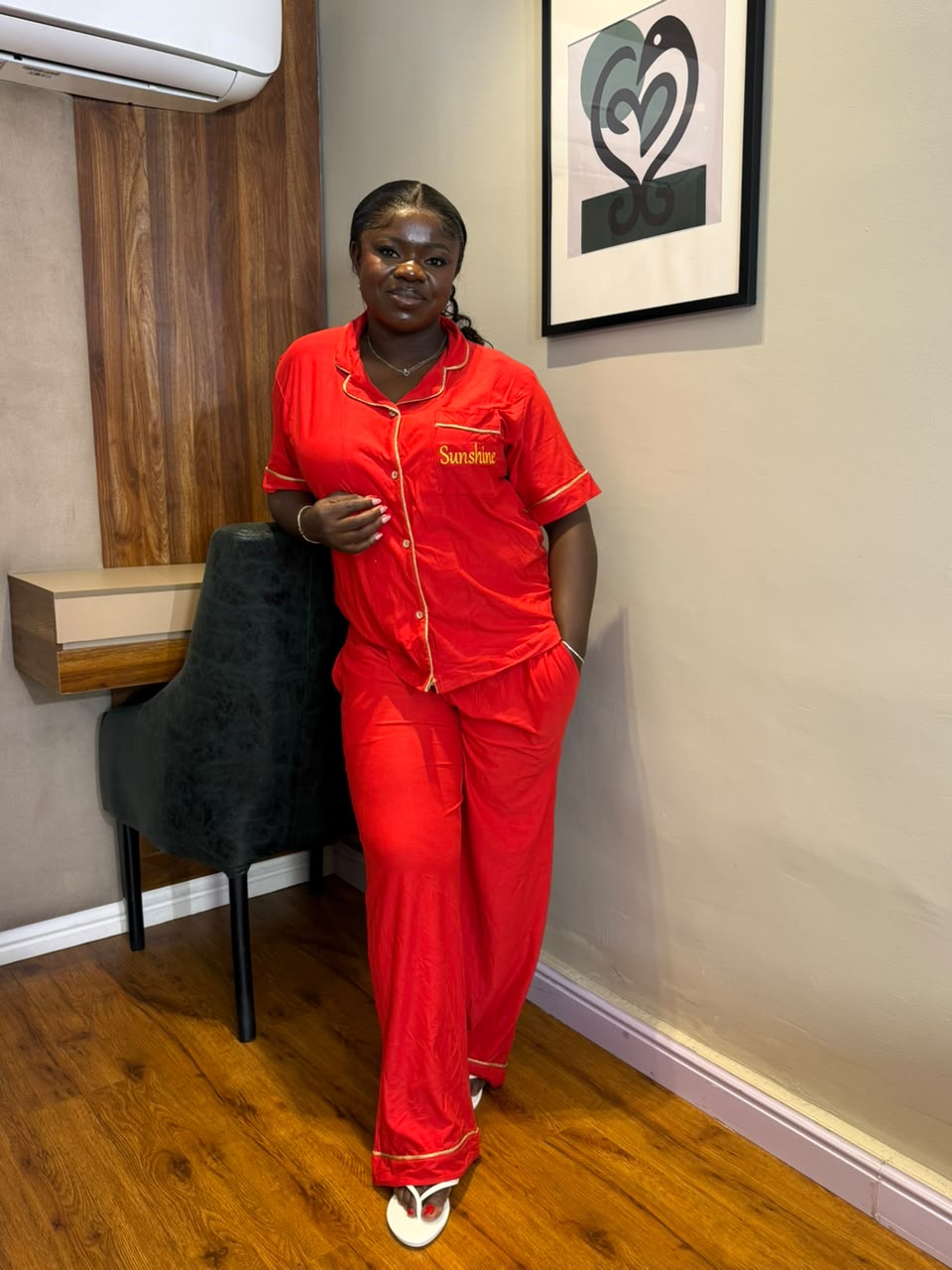 Sunshine red pajamas/lounge 2 piece NC 9