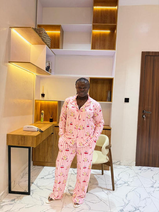 Holiday cheers pink pajamas