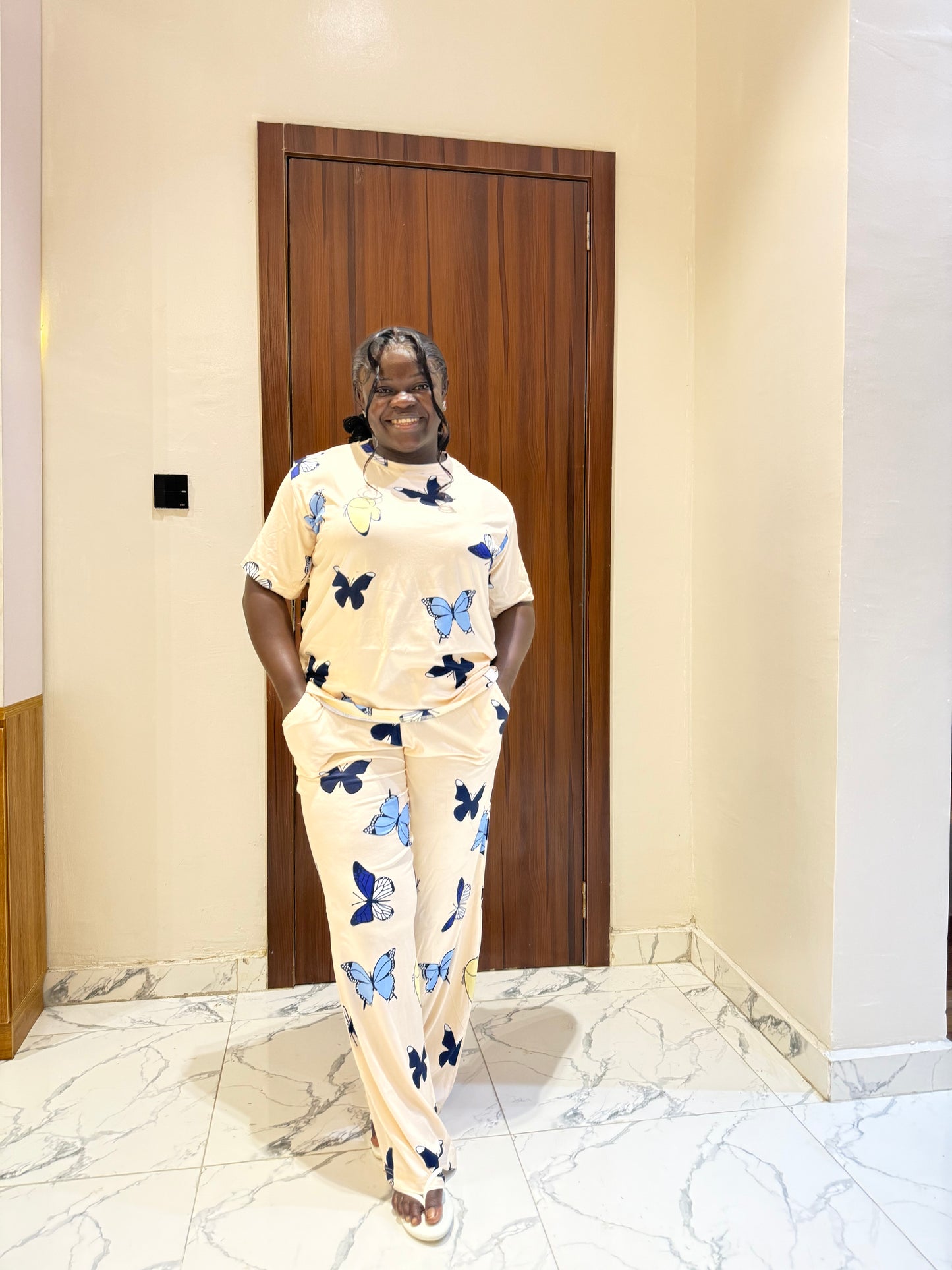 Creamy  butterfly pajamas set