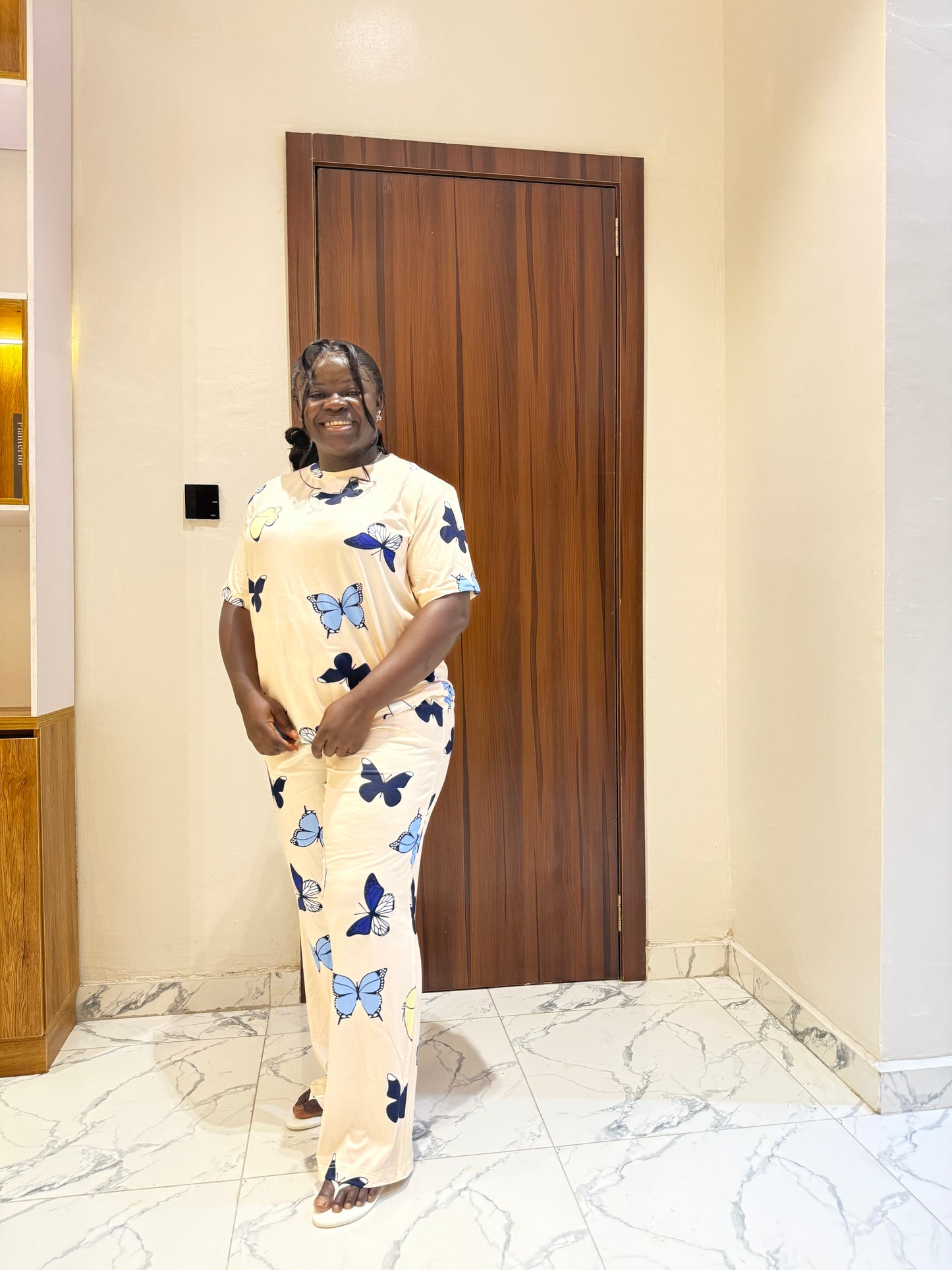 Creamy  butterfly pajamas set