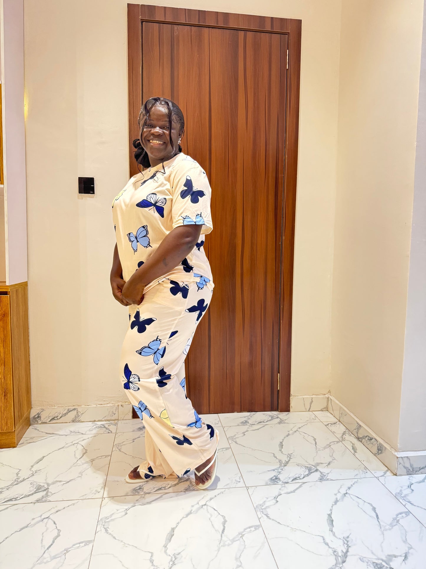 Creamy  butterfly pajamas set