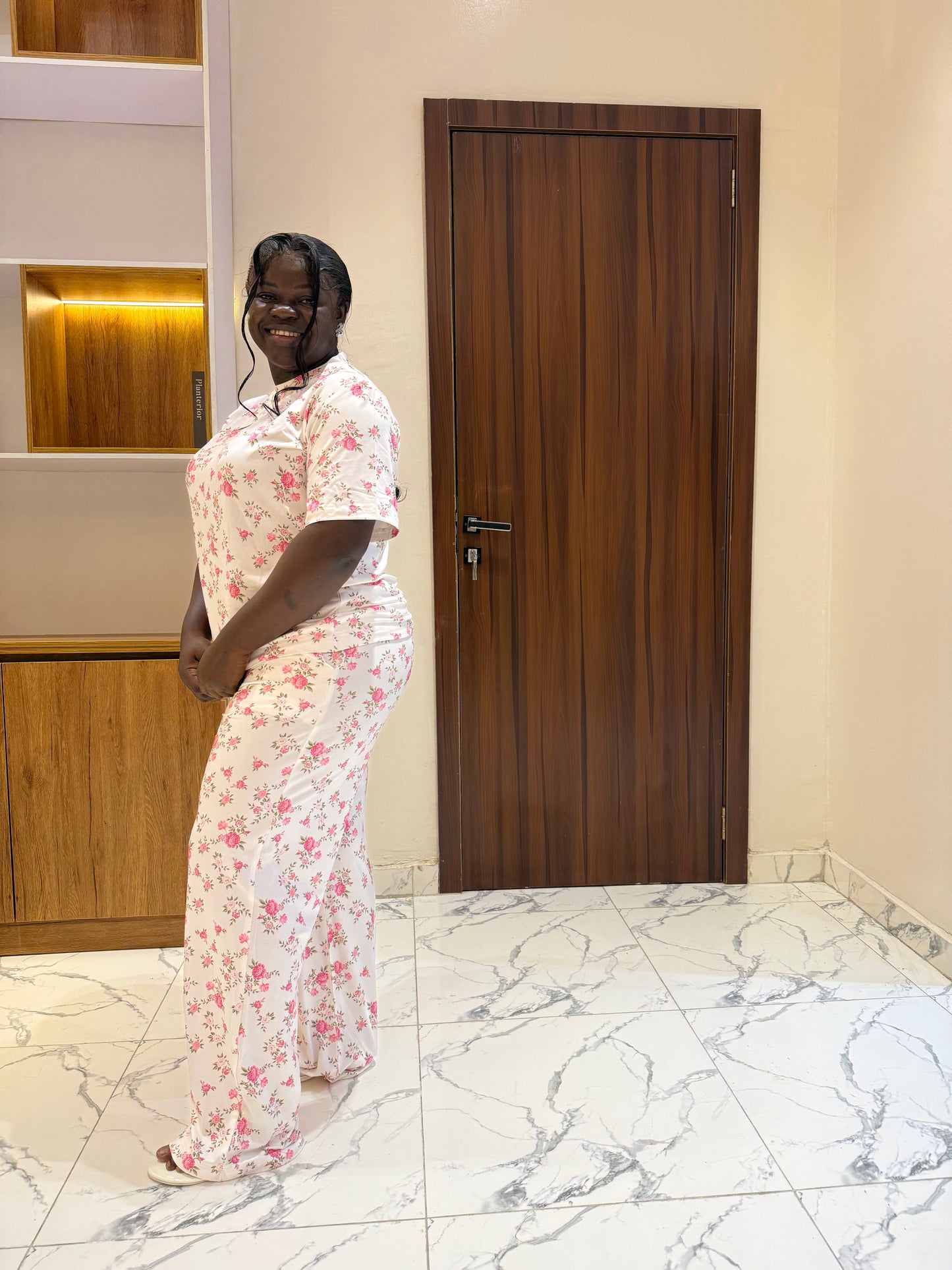 Flowery patterned cute pajamas