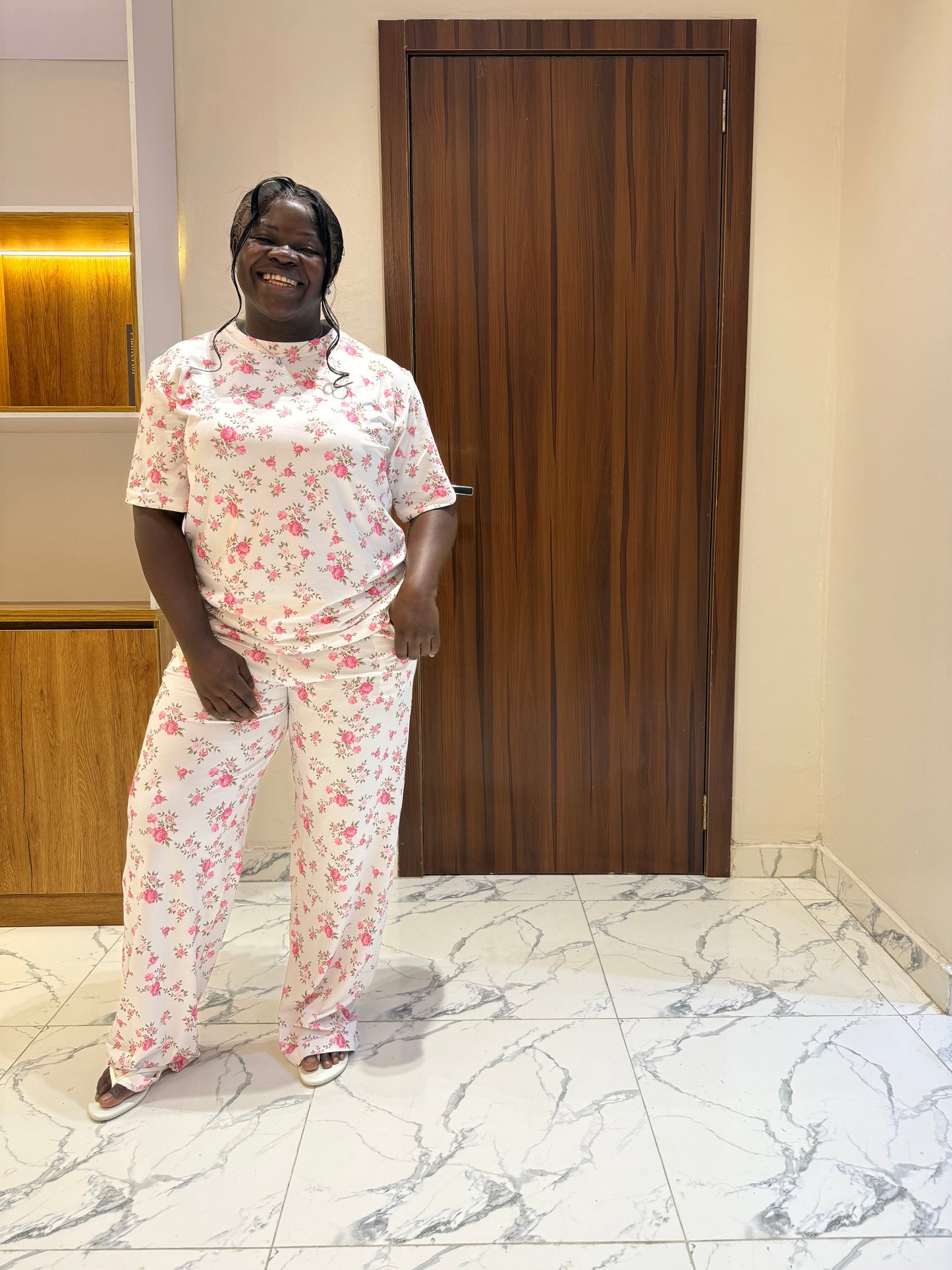 Flowery patterned cute pajamas