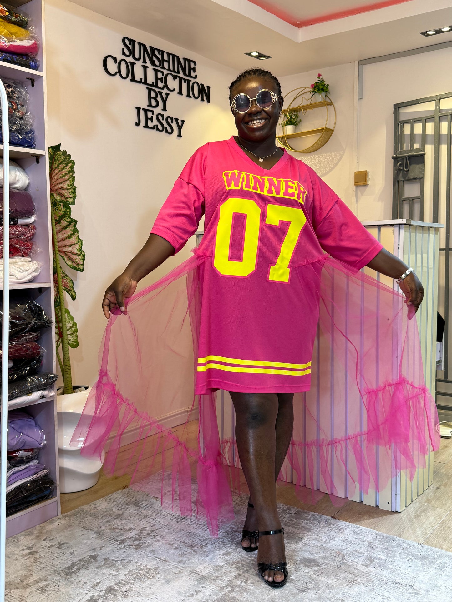 Pretty pink jersey dress